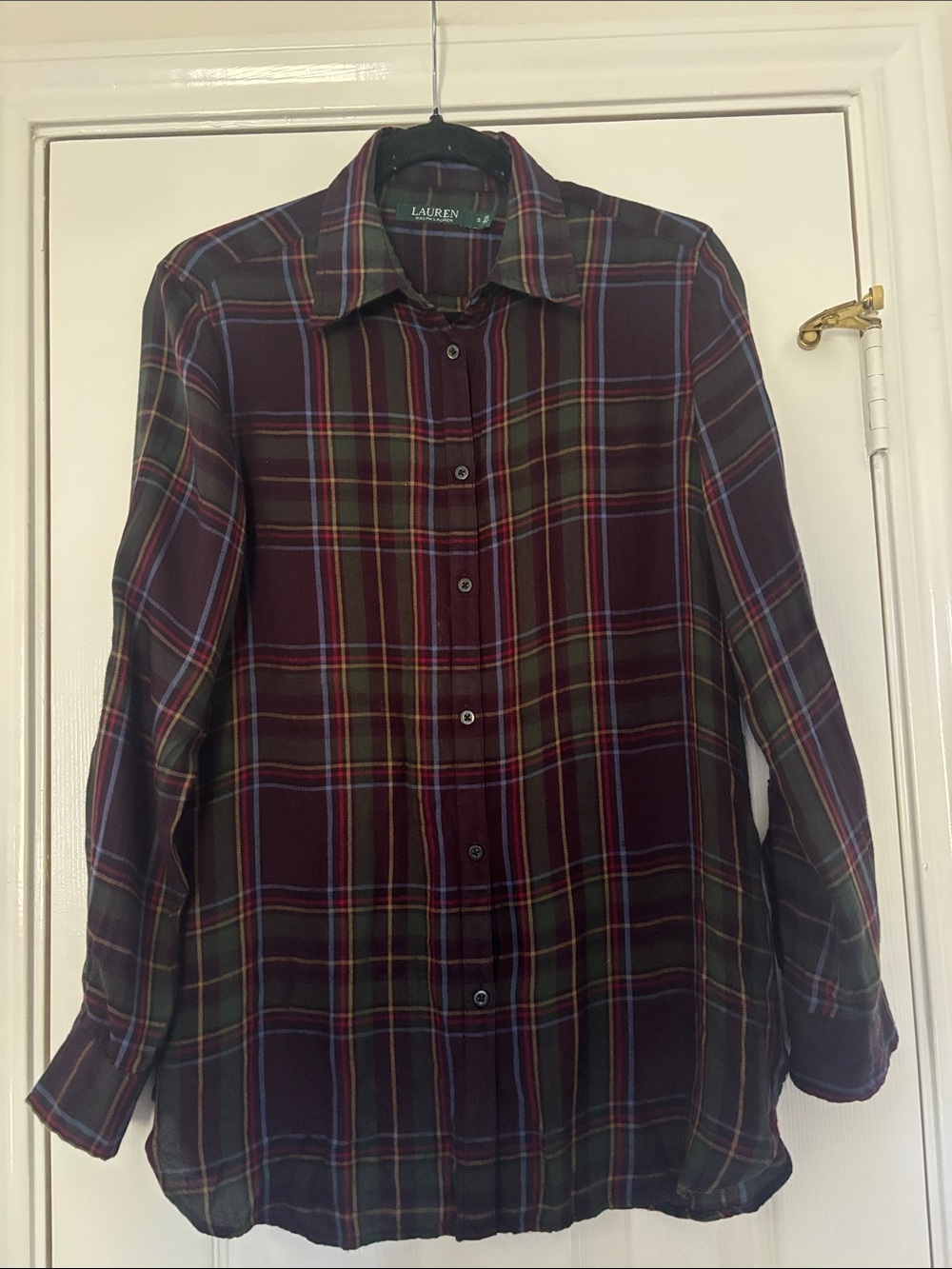 Lauren Ralph Lauren Burgundy Plaid Button-Down Shirt